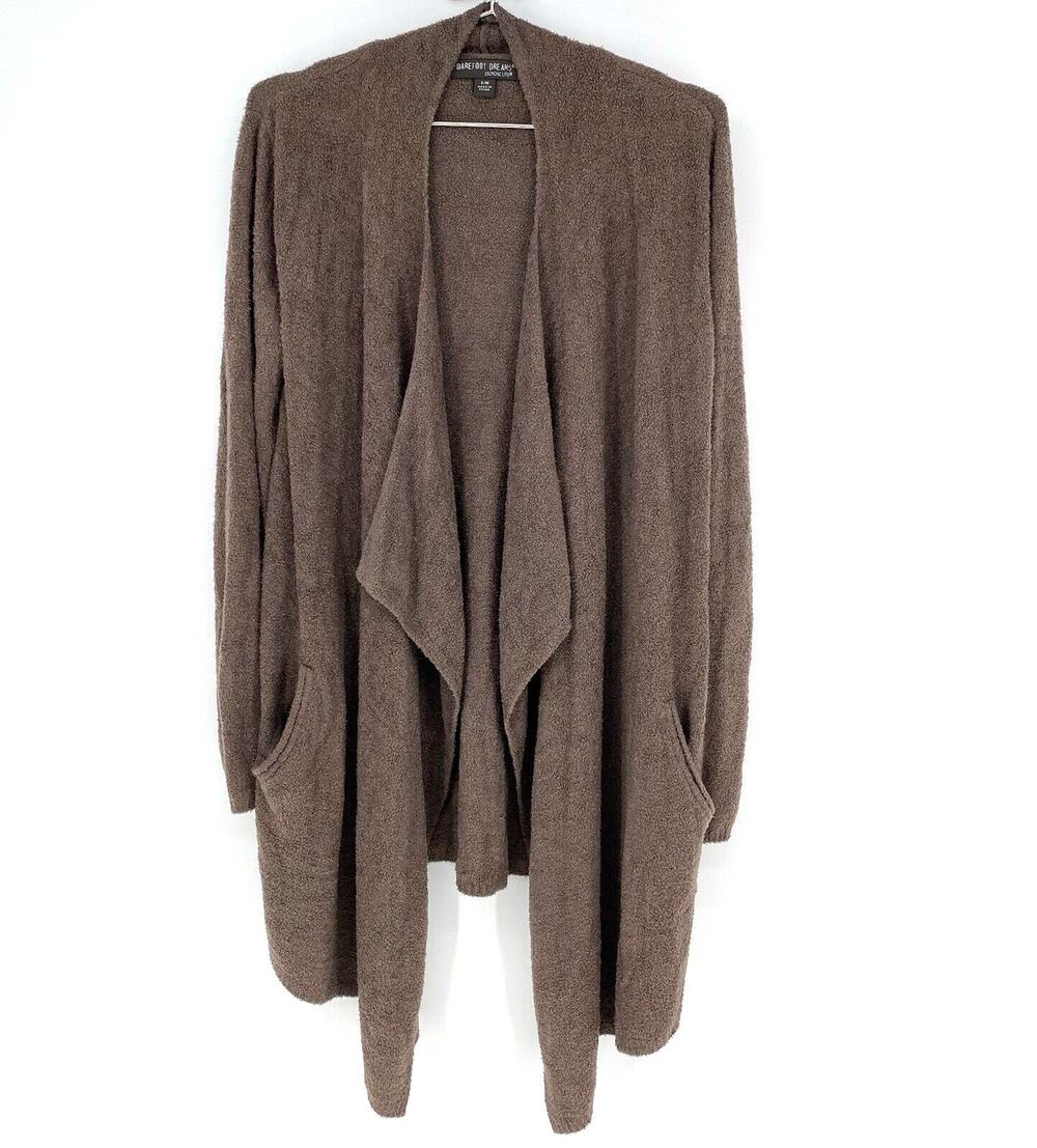 Barefoot Dreams CozyChic Lite Cardigan S/M Brown Long Open Front Style 903